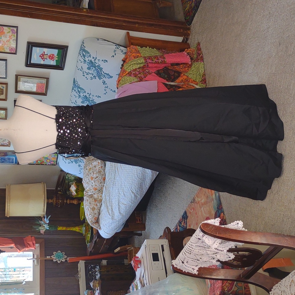 NOS JUMP APPAREL black Tool Sequence Sash Full Length Formal Dress Plus Sz 18W - Picture 5 of 12